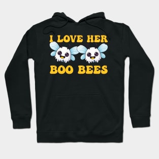 Kawaii Halloween Love Bees - I Love Her Boo Bees Hoodie